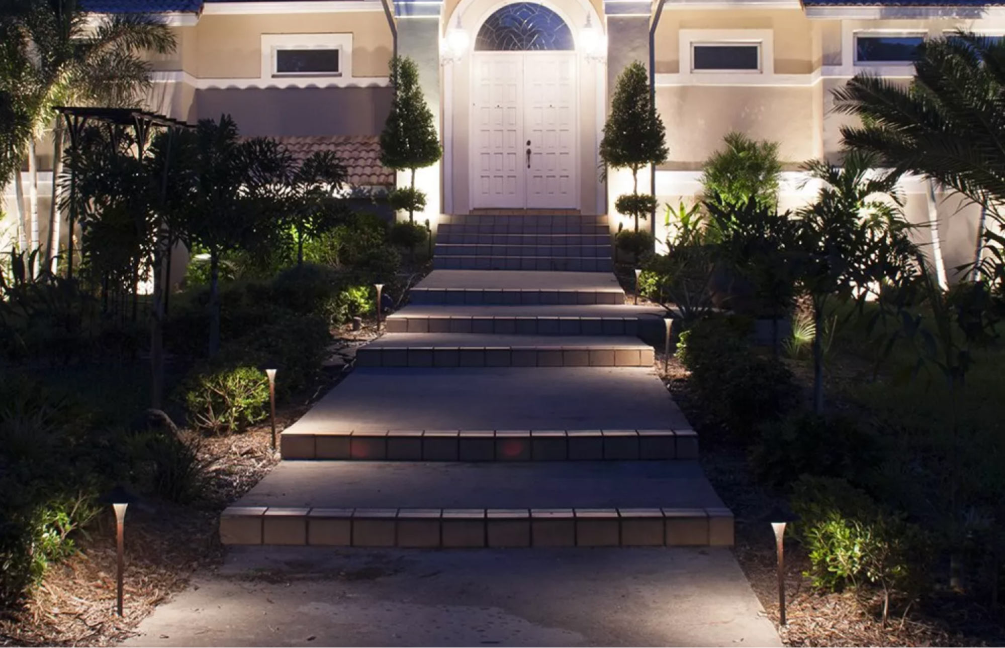 front-porch-and-pathway-illuminated-at-night
